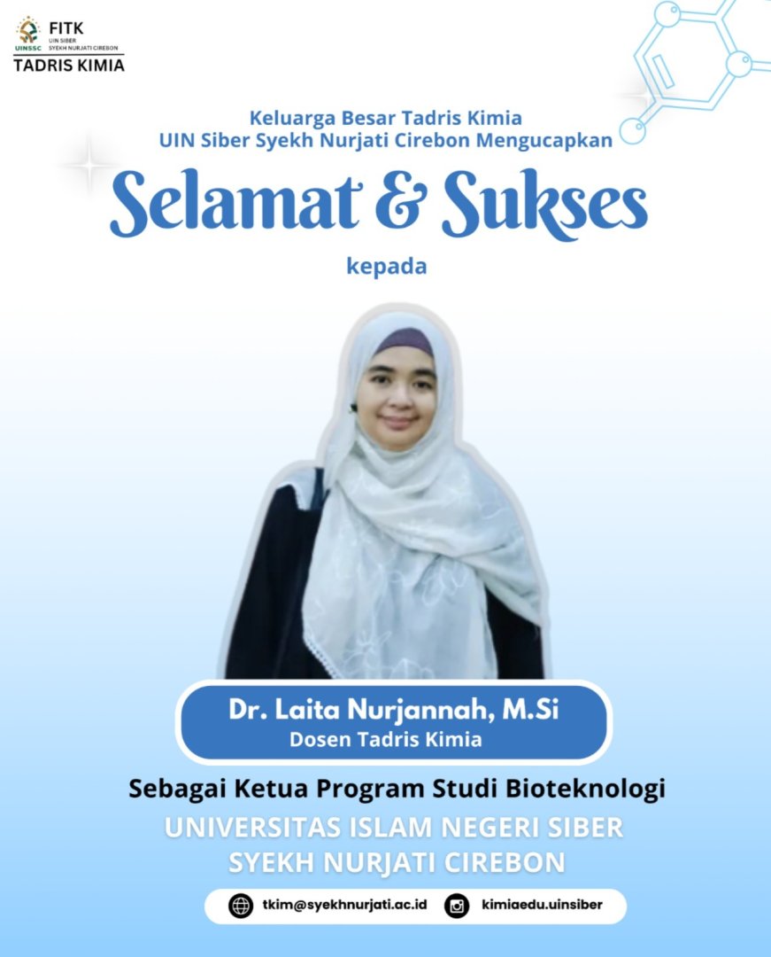 Dr. Laita Nurjannah, M.Si Resmi Memimpin Program Studi Bioteknologi UIN Siber Syekh Nurjati Cirebon