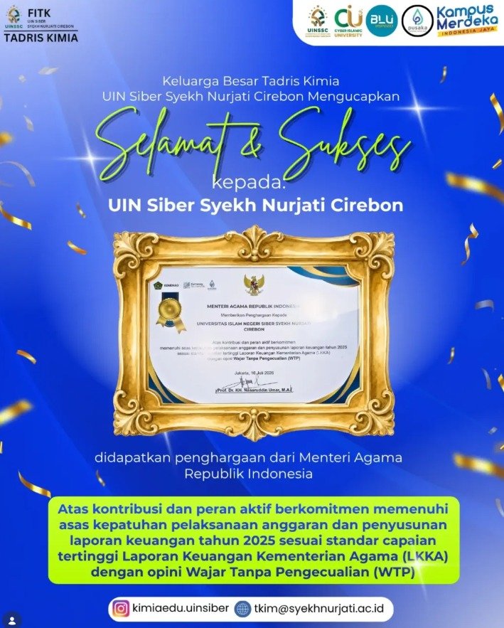 Raih Penghargaan Menteri Agama atas Laporan Keuangan 2025 Beropini WTP, UIN Siber Syekh Nurjati Cirebon Perkuat Komitmen Tata Kelola Akuntabel