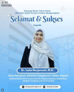 Transformasi Akademik Tadris Kimia: Selamat kepada Dr. Laita Nurjannah, M.Si. atas Raihan Jabatan Fungsional Lektor Kepala